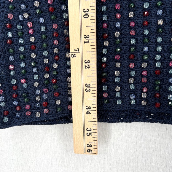 DOEN Dress Womens Large Navy Blue Solandis Knitted Beaded Mini Short NWT - Picture 16 of 16